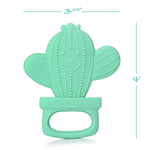Primastella Silicone Cactus Teethers For Infants, Babies And Toddlers - Safety Tested - Bpa Free - Cute, Soothing, Easy To Hold - Baby Teether Toy Set Of 2 - Green & Neo Mint #TOP4