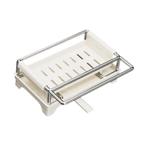Image of Sponge Holder for Kitchen Sink Home Decor Space Saving with Quick Drain Tray Beige