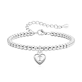 Coagurmes Delicada pulsera de plata con colgante de 26 letras iniciales de la A a la Z, regalo para mujeres y hombres, joyería de corazón, ajustable, Acero inoxidable, Sin piedra preciosa