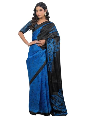 Image of SIRIL Women's Cotton Printed Saree With Unstitched Blouse Piece