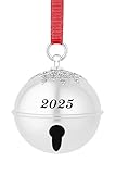 Christmas Sleigh Bell Ornament 2025 – Engraved Christmas Bell with Snowflake Embossed Top with Red Ribbon – Collectible Christmas Tree Decoration Keepsake Gift