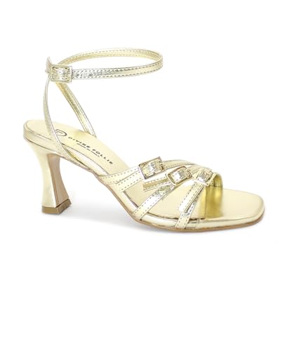Sandales Femme 5319 Platine à Brides et Talon Bobine Doré