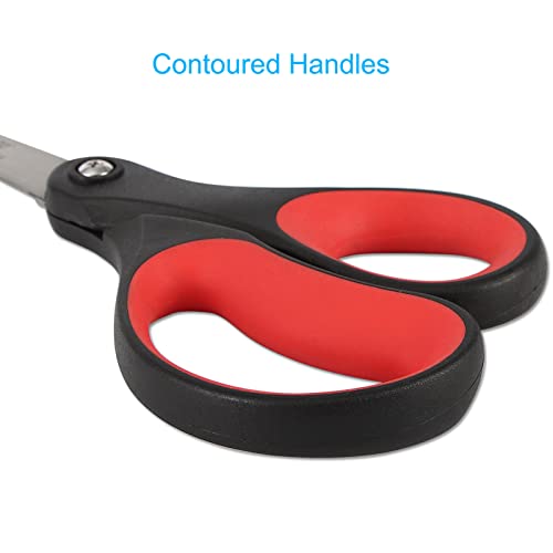 Livingo Scissors, 8" Scissors All Purpose 3-Pack, Titanium Ultra Sharp Scissors For Office Home School Sewing Fabric Craft Supplies, Premium Stainless Steel Blades Shears, Comfort Grip（Red/Black） #TOP3