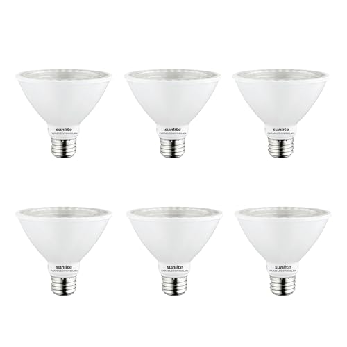 Sunlite LED PAR30 Short Neck Flood Light Bulb, 9 Watt, (75W Equivalent), 850 Lumens, Medium Screw (E26) Base, Dimmable, ETL Listed, 5000K Daylight, 6 Count by Sunlite - Used condition - US$27.37