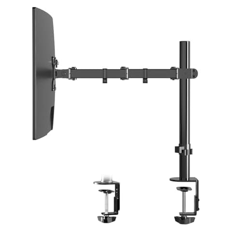 Pholiten Single Monitor Arm,Single Monitor Desk Mount,Adjustable Monitor Arm,Single Mount Holds Screen Up to 22lbs,Monitor Desk Mount,100x100 Vesa Monitor Stand,Monitor Arm Mount Cover