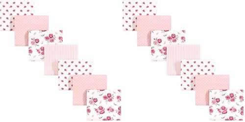 Image of Hudson Baby Unisex Baby Cotton Flannel Receiving Blankets Bundle, Cream Rose, One Size (Pack of 2)