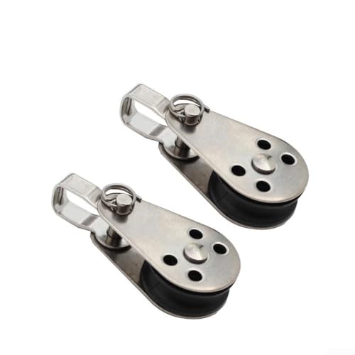 Kit de bloque de polea de acero inoxidable, sistema de carro de anclaje de 2 piezas para cuerda de 2 a 8 mm, herrajes resistentes a la corrosión para kayak, canoa, barco
