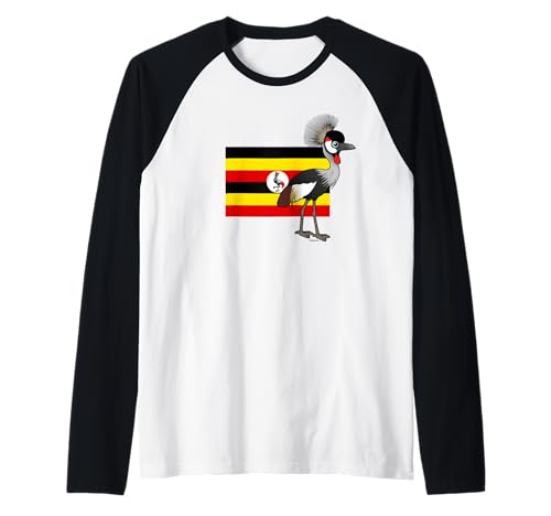 Uganda National Bird Grey Crowned-Crane Cute Cartoon Design Raglan Baseball Tee