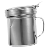 UKCOCO Ölfiltertopf Ghee-Behälter Fettbehälter für die Küche Speckfettbehälter Fettsieb Küchenölbehälter gebrauchter Ölbehälter Haushalt Öltopf Rostfreier Stahl Silver