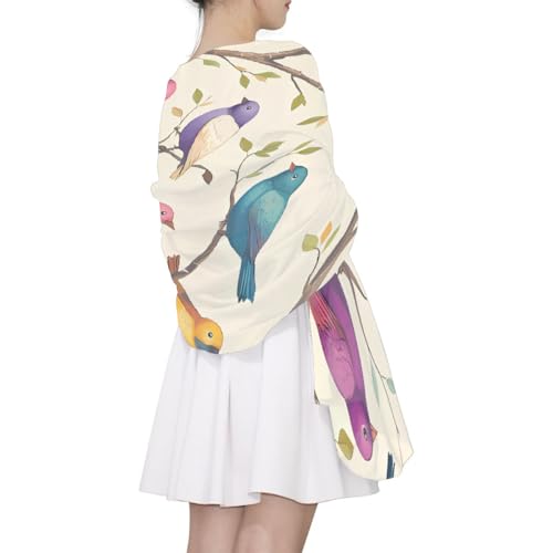 Little Birds Scarves for Women Lightweight Bird On Branches Silk Scarf Long Fashion Soft Neck Scarves Sheer Shawl Wrap Muffler Neckerchief 180x90 CM4
