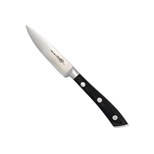 Totiko Spelucchino Professionale in Acciaio Tedesco, Coltello da Cucina Professionale Giapponese, Lama da 9cm, Manico in Pakkawood Color Legno, Coltello da Carne, Pesce, Verdura Japan Knives