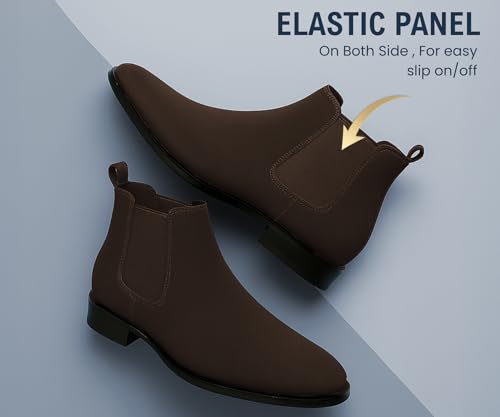 Image of Kraasa Men's Slip On Fashion Chelsea Boots | High Tops, Soft Cushioned Insole, Comfortable Fit, Trendy, Stylish Boots