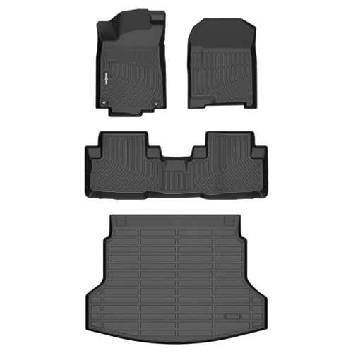 GINOWY-Floor Mats & Cargo Liner for Honda CRV 2012-2016 Only for Touring & EX-L Models, TPE All Weather CR-V Car Mats, Non-Slip Trunk Mat Floor Liners Waterproof Custom Fit Accessories Mats Black