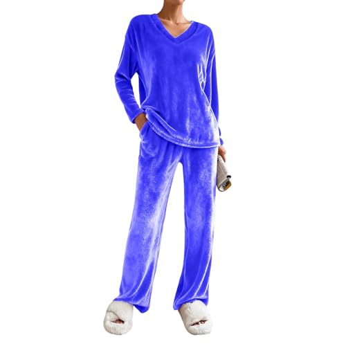 Pyjama en polaire femme 2 pièces en flanelle épaisse et chaude pour hiver