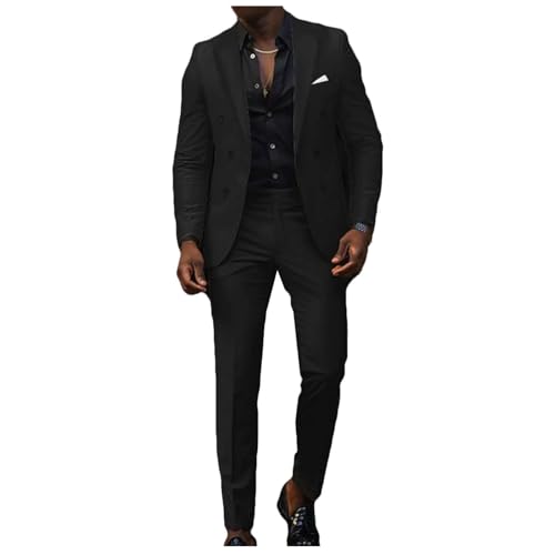 Men's Suit Set 2-Piece Double Breasted Work Solid Business Formal Occasions Dress Wedding Blazer+Pants2