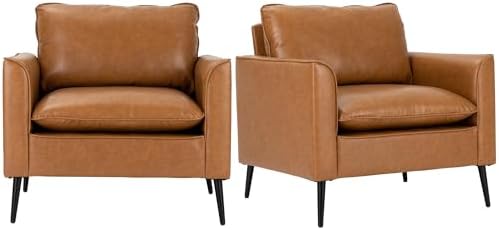 Okeysen Modern Leather Chair Set of 2, Oversized Armchair for Liv...
