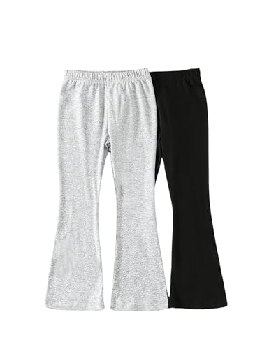 WDIRARA Girl's 2 Pack Flare Leggings Set Elastic Waist Bell Bottoms Bootcut Yoga Pants