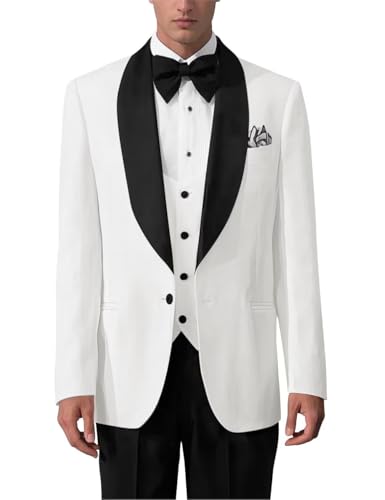 Men's 3 Pieces Slim Fit Suit Shawl Collar One Button Blazer Jacket Wedding Tuxedo Suits Vest Pants for Men4