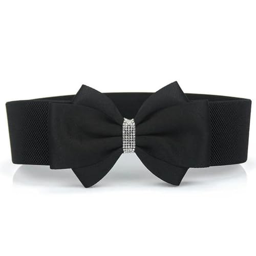 Solid Color Casual Cute Belt Shiny Rhinestone Bow Elastic Belt To Match Dress Women'S Belt2