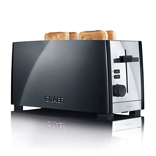 Graef TO 102 Toaster 1380 W, Schwarz, Aluminium, Edelstahl, Drehknöpfe, 1380 W, 230 V, Schwarz