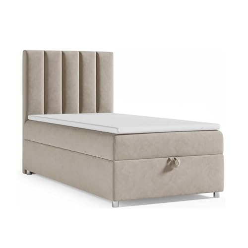 Best For Home Boxspringbett 80 x 200 | Einzelbett mit Bettkasten, Bonnell-Federkern-Matratze und Topper | Premiumqualität Polsterbett | Boxspringbett erhältlich Größen