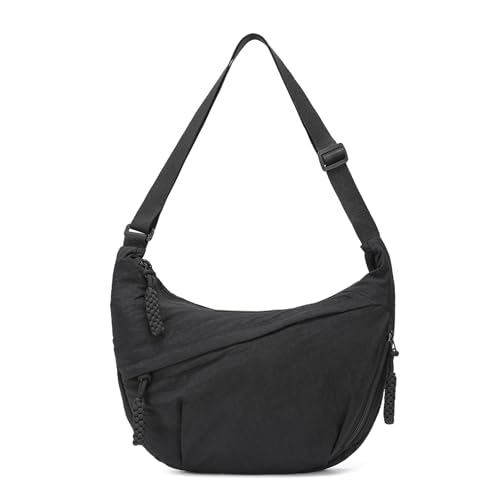 YIKOEE Nylon Crossbody Crescent Shoulder Hobo Bags for Women with Multi-Pockets
