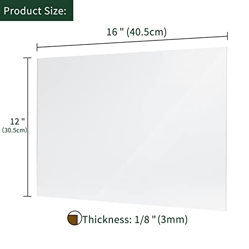 Image of UU&FIL Clear Acrylic Sheets 12 inch x 16 inch, 2 Pack 1 /8 Inch Thick Clear Cast Plexiglass Sheets for DIY Display Projects, Painting, Photography, Tag - Cut to Size