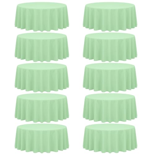 FXKS 10 Pack Sage Green Round Tablecloths 70 Inch, Heavy Duty Polyester Circle Table Cloth, Stain & Wrinkle Resistant, Opaque Professional Grade for Weddings, Parties, Banquets & Events by FXKS - Used condition - US$15.60