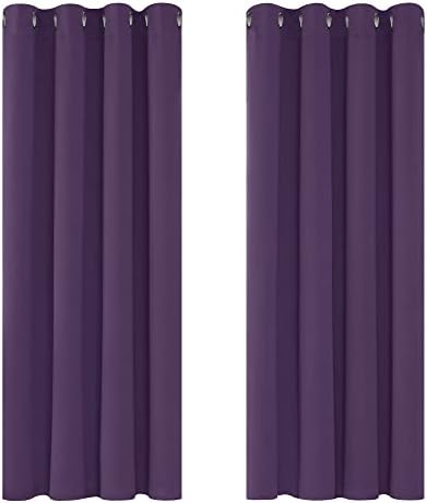 Deconovo Grey Blackout Curtains 46 x 54 Inch Eyelet Super Soft Thermal Insulated Bedroom Curtains Blackout Eyelet Curtains for Living Room Light Grey 2 Panels