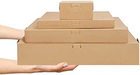 Belle Vous 13 Pack Brown Gift Boxes - 4 Assorted Sizes - Easy to Assemble Cardboard Presentation Favour Present Box with Lids - Parties, Birthdays, Wedding & Holiday Gifts