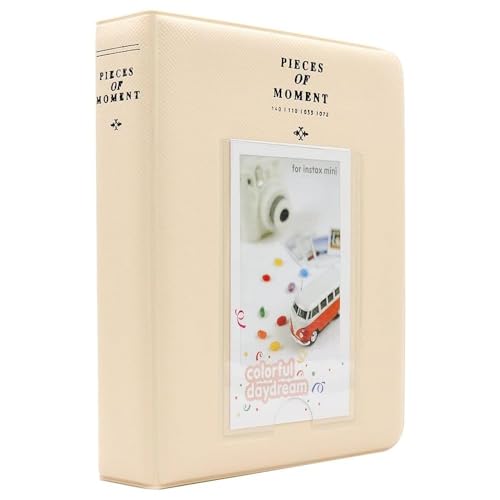 Image of ZENKO 64-Pocket Album + 5 Magnetic Frames fits Fujifilm Instax Film Roll Mini (12, 11, 9, 8, 40, Evo, Liplay), Mini Link Printer, Polaroid Snap Touch, PIC-300, Z2300 Mint Instant Cameras (Beige)