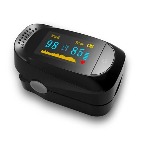 Pulsioxímetro de Dedo Profesional – Oxímetro SpO2 y Pulso con Pantalla OLED Color, Lectura Rápida 8–10 s, Alarma Ajustable, 30 h de Autonomía, Portátil y Preciso para Hogar y Deporte