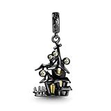 GNOCE Ghost Castle Anhänger Charm 925 Sterling Silber Baumeln Charms Bead Schmuck Geschenk für Weihnachten Frauen Mädchen Tochter Fit Armband/Halskette