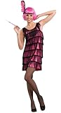 Woman's Jazzy Flapper Costume, Pink/Black, Medium/Large