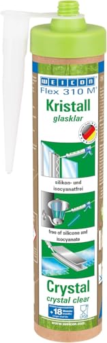 WEICON Green Tube Flex 310 M Crystal - Adhesivo de polímero MS elástico, adhesivo de plexiglás, adhesivo fuerte, sin disolventes, cartucho sostenible, transparente