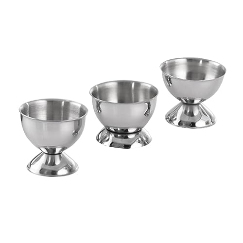 NAMOARLY 3pcs Creative Egg Cup Stainless Steel Egg Rack Egg Holder Egg Tray Silver