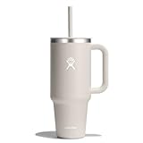 Hydro Flask 40 Oz Travel Tumbler with Handle, Lid and Straw - Insulated Stainless Steel in 40 Oz Oat Tan