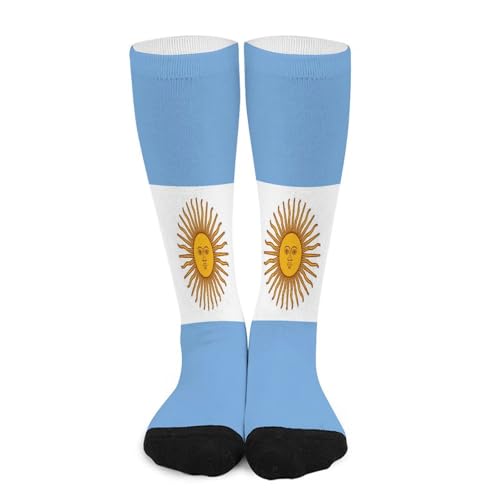 Meaudiwes Fashion Dress Decor Socks, Soft Travel Knee High Stockings, Sport Baseball Compression Socks For Women Men Argentina Flag