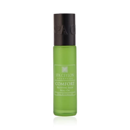 Spa Ceylon Luxury Ayurveda Comfort Relieving Balm Liquid in Convenient Travel Friendly Roll On Applicator, Fast Acting Natural Pain Relief for Sore Muscles and Joints, 0.33 Fluid Ounces