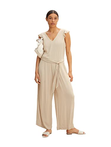 TOM TAILOR Damen Jumpsuit mit Bindegürtel, 29517 - Sand Stone Beige, 38