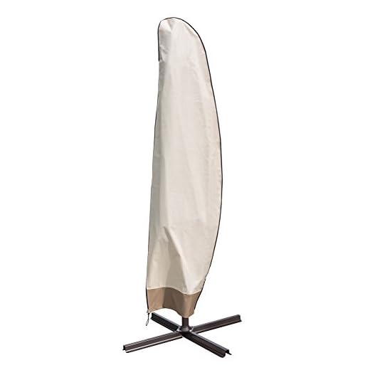 Sundale Outdoor Heavy Duty Patio Offset Cantilever Umbrella Cover Parasol Cover for 9-10 ft Umbrella, Water Resistant, Beige