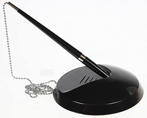 Reception Pen Desk Set On Chain With Stand- Black Counter Pen + Free Refills #TOP1