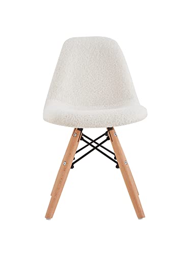 Tehrecbt Kids Chair Set Of 2, Warm Cute Kids Desk Chair For 3-12 Yesrs, Toddler Chair In Mini Size With Wood Legs, Curved Backrest, Mid-Century Soft Fabric Study Chair For Children (White) #TOP3