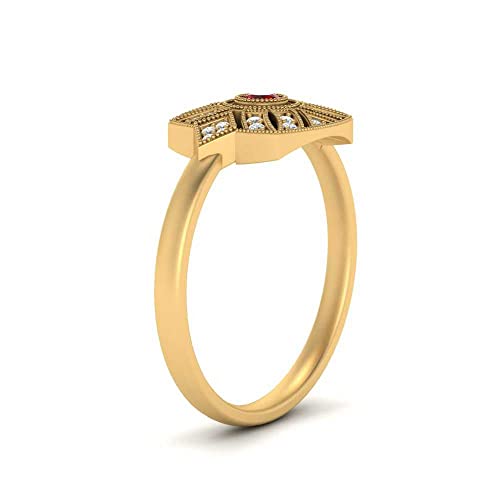 Anillo antiguo de oro de 18k con piedra preciosa personalizable para boda eterna 2