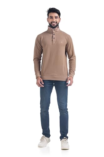 Image of Men's Sweat Shirts with Zippered, Full Sleeves Solid /Relaxed & Regular Fit Pure Cotton Sweater /Comfortable and Casual Winter Wear for College, Office