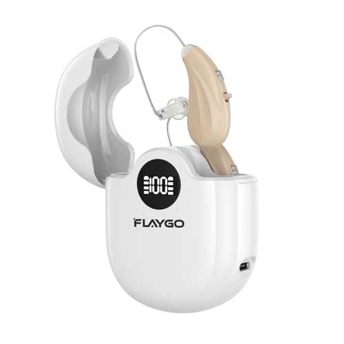 Flaygo Hearing Amplifiers, Otc Hearing Aids For People With Hearing Loss, Sound Quality Restoration, Intelligent Noise Reduction, Standby 80h, One-Button Operation, Comfortable Wearing, White