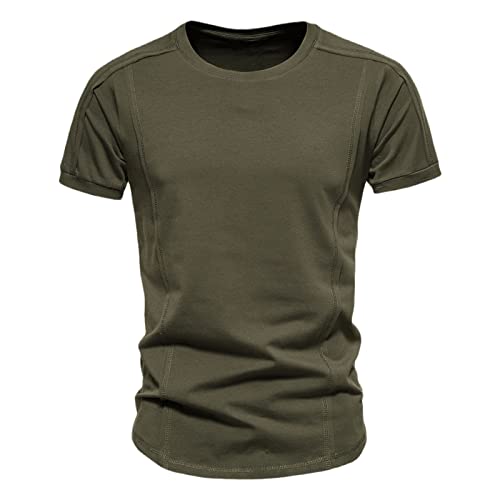 T-shirt homme col rond manches courtes couleur unie coupe ajustée été