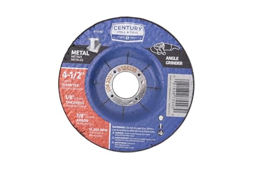 Century Drill & Tool 75543 Type 27 Metal Grinding Wheel, 4-1/2" X 1/8"