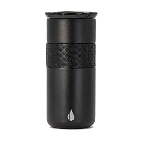 Elemental 16 oz Artisan Tumbler, Triple Wall Vacuum Insulated with Ceramic Lid, Reusable 18/8 Stainless Steel Tumbler with Copper Lining, Insulated Hot and Cold Coffee Cup Travel Mug - Matte Black