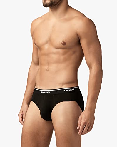 Papi Men's Cotton Low Rise Brief Pack Of 3 Underwear, Black/Black/Black, Large #TOP2